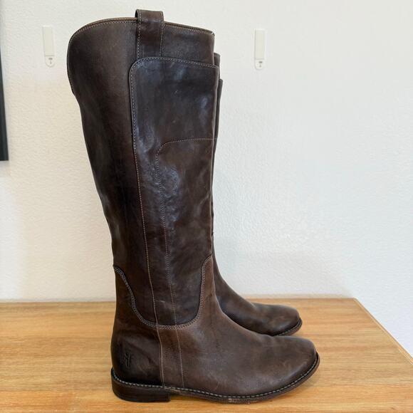 Frye Paige Tall Riding Knee High Boots Women's Brown Leather Size 9 - Picture 11 of 16